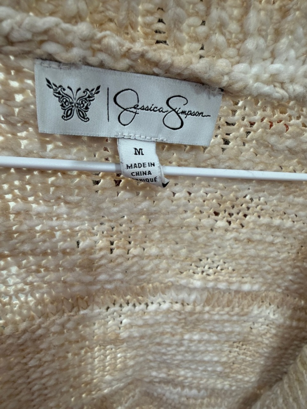 Jessica Simpson Ivory Open-Knit Cardigan